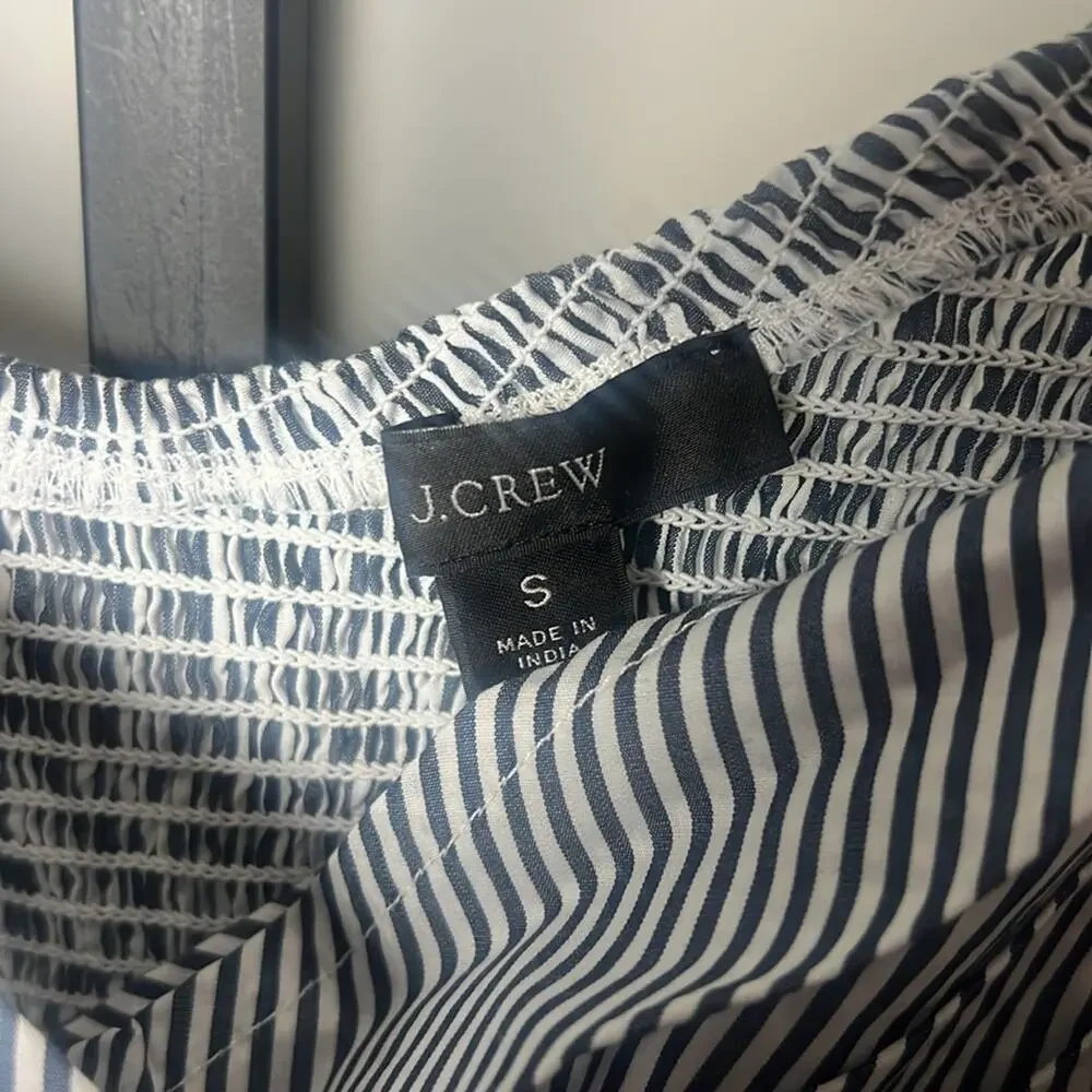 NWT J. Crew Puff-sleeve organic cotton cropped top in stripe Size Small
